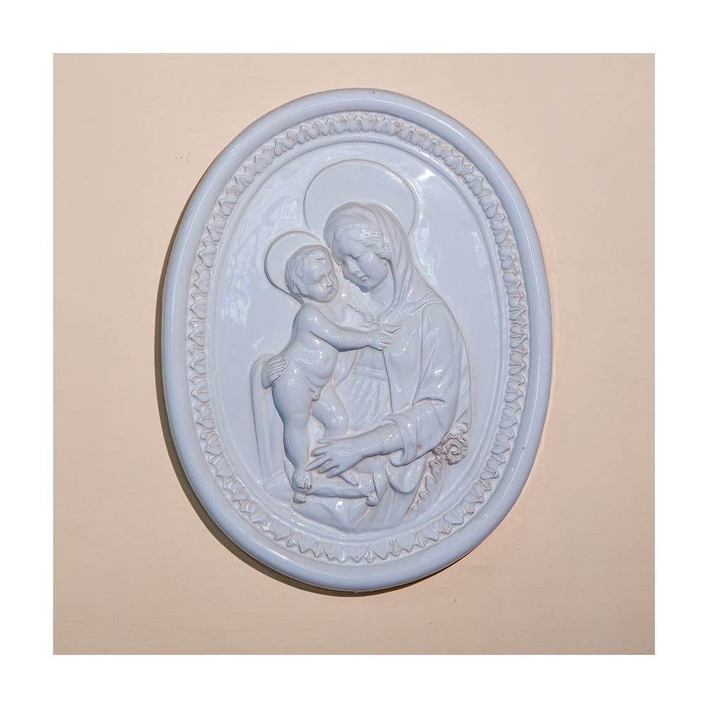 Oval Enameled Ceramic Madonna